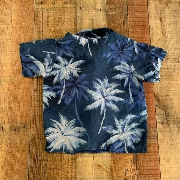 RJC made in Hawaii boys short sleeve Hawaiian blue button up with palm trees -6 - Picture 6 of 7